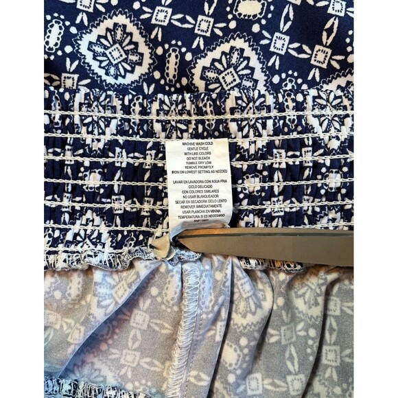 HALO Wide Leg Pull On Pants Women's Blue White Geometric Stretchy Waist Boho XL - Picture 5 of 13